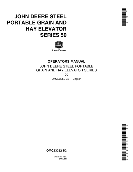 John Deere Steel Portable Grain and Hay Elevator - Series 50 OMC23252 Operators and Maintenance Manual PDF Download