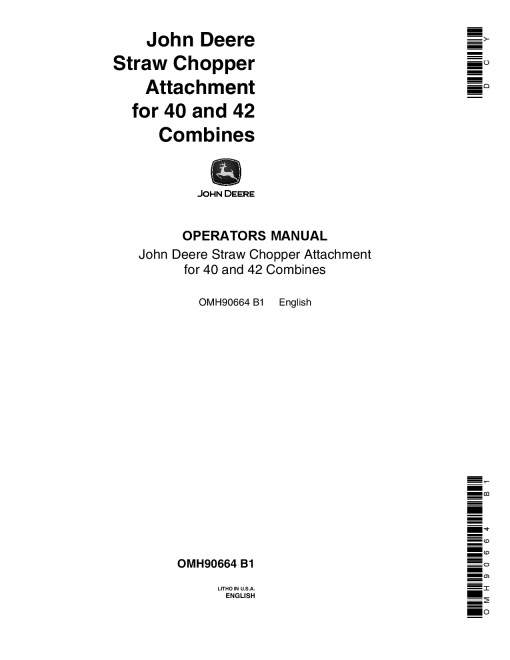 John Deere Straw Chopper Attachment OMH90664 Operators and Maintenance Manual PDF Download