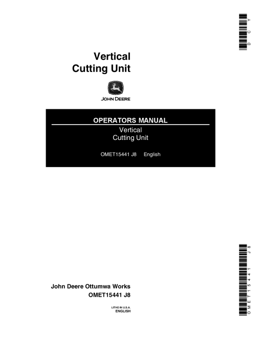 John Deere Vertical Cutting Units OMET15441 Operators and Maintenance Manual PDF Download