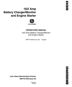 John Deere 10 2 Amp Battery Charger Monitor Engine Starter OMTY21638 Operation and Maintenance manual PDF Download