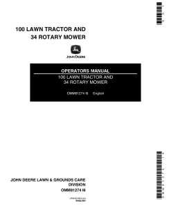 John Deere 100 Lawn Tractor 34 Rotary Mower OMM81274 Operation and Maintenance manual PDF Download