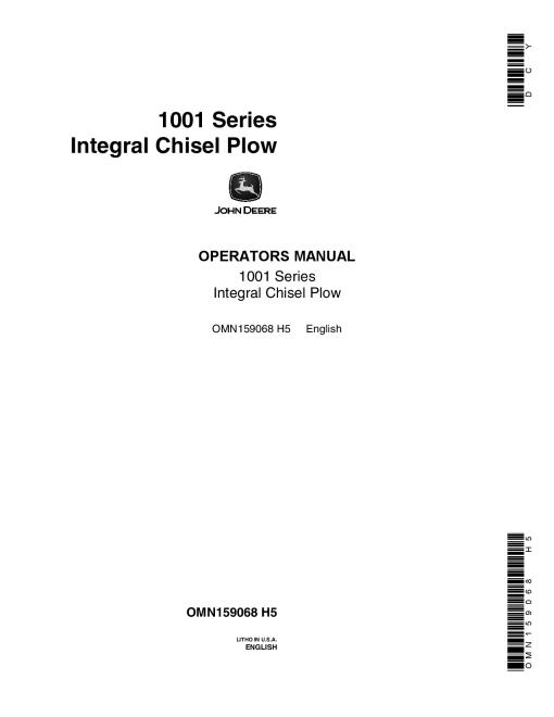John Deere 1001 Chisel Plow Integral OMN159068 Operation and Maintenance manual PDF Download