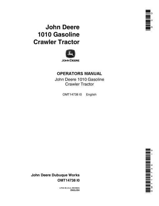 John Deere 1010 Gasoline Crawler Tractor OMT14738 Operation and Maintenance manual PDF Download