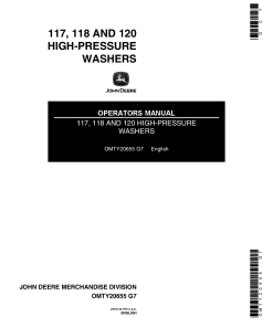 John Deere 117 118 120 High Pressure Washers OMTY20655 Operation and Maintenance manual PDF Download