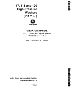 John Deere 117 118 120 High Pressure Washers OMTY21559 Operation and Maintenance manual PDF Download