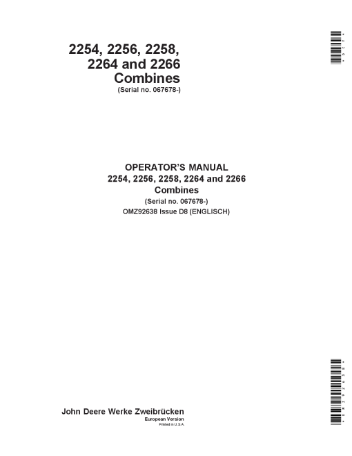 John Deere 1170 Combine 312 314 316 319 Cutting Platforms OMZ92638 Operation and Maintenance manual PDF Download