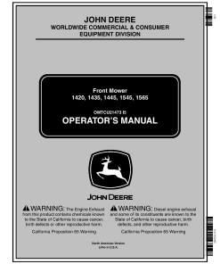 John Deere 1420 1435 1445 060001 1545 040001 1565 050001 Front Mowers OMTCU21473 Operation and Maintenance manual PDF Download