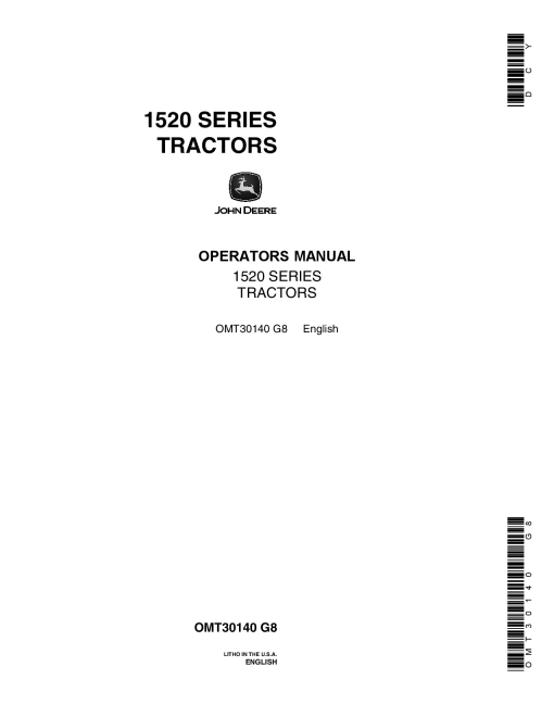 John Deere 1520 Series Tractors OMT30140 Operation and Maintenance manual PDF Download