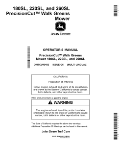 John Deere 180SL 220SL 260SL PrecisionCut WalkGreens Mower North American Edition OMTCU40493 Operation and Maintenance manual PDF Download