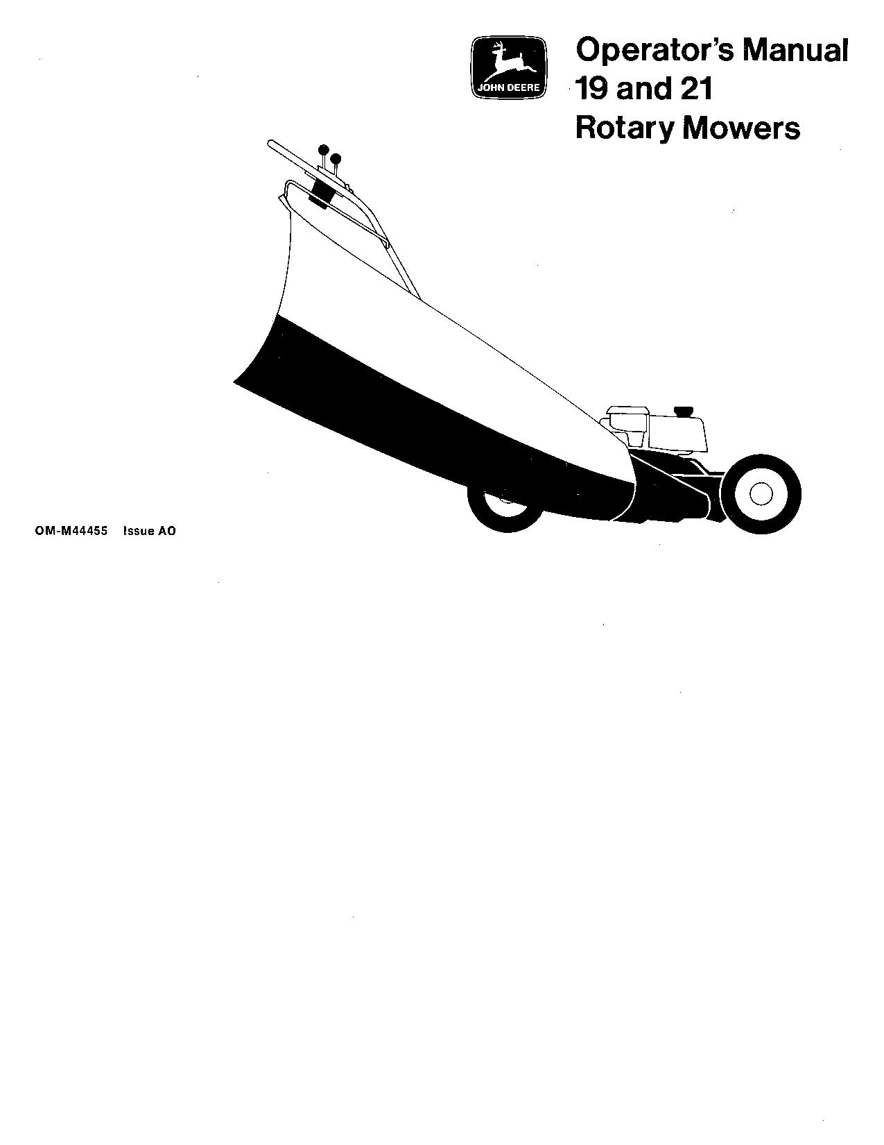 John Deere 19 21 Inch Rotary Mower 150000 OMM44455 Operation and Maintenance manual PDF Download