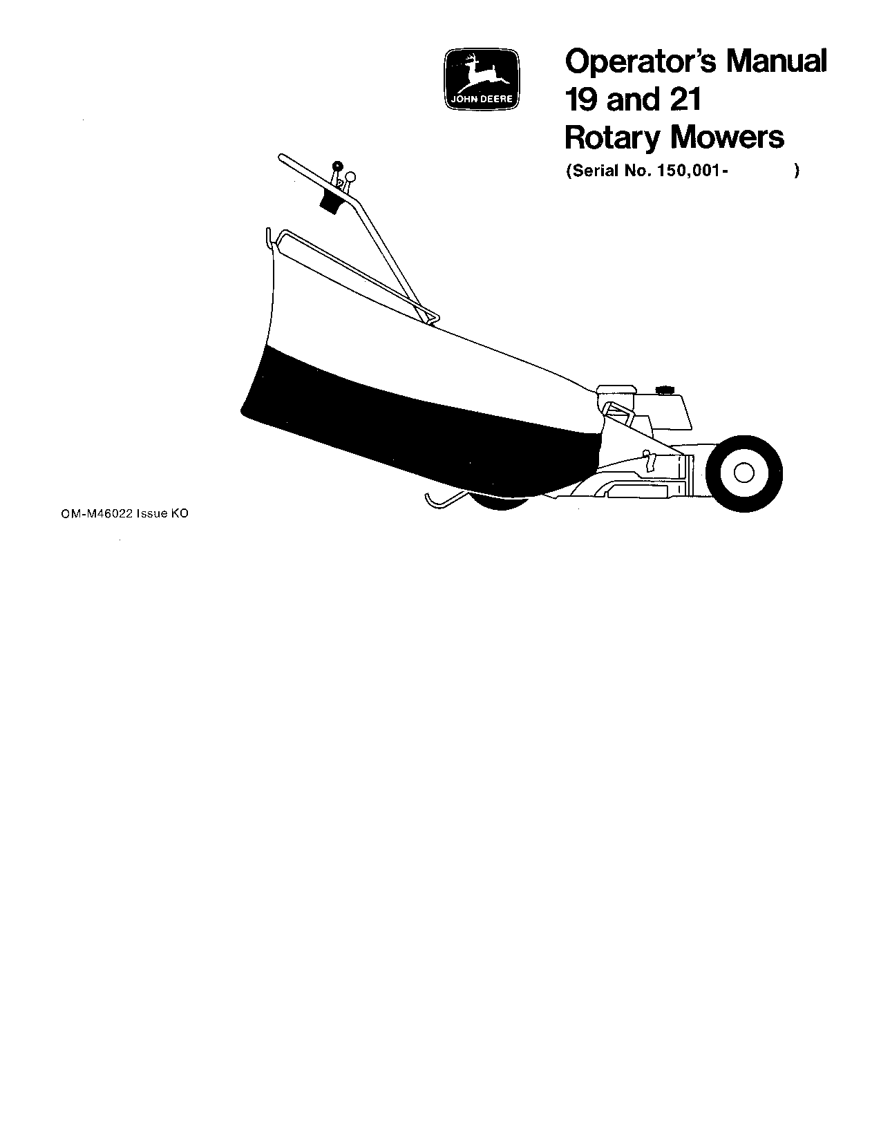 John Deere 19 21 Inch Rotary Mower 150001 OMM46022 Operation and Maintenance manual PDF Download