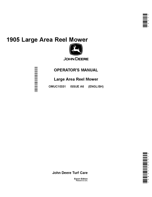 John Deere 1905 Large Reel MowerExport Edition 260001 OMUC10331 Operation and Maintenance manual PDF Download