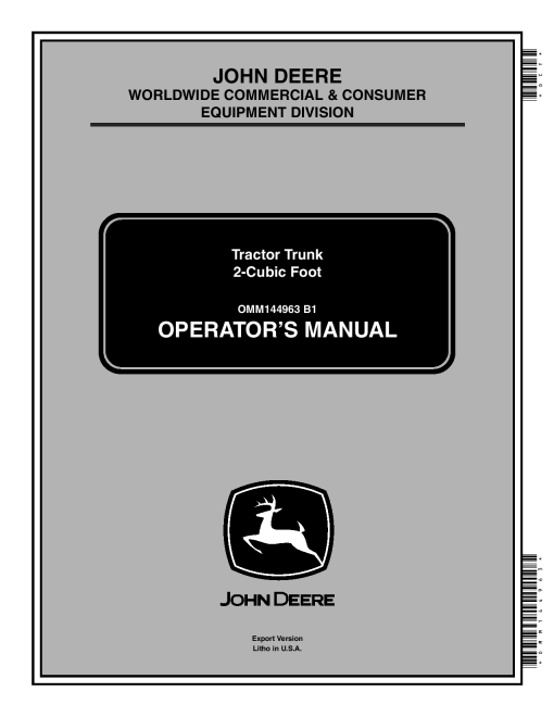 John Deere 2 Cubic Foot Tractor Trunk OMM144963 Operation and Maintenance manual PDF Download