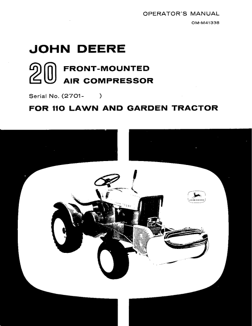 John Deere 20 Air Compressor OMM41338 Operation and Maintenance manual PDF Download