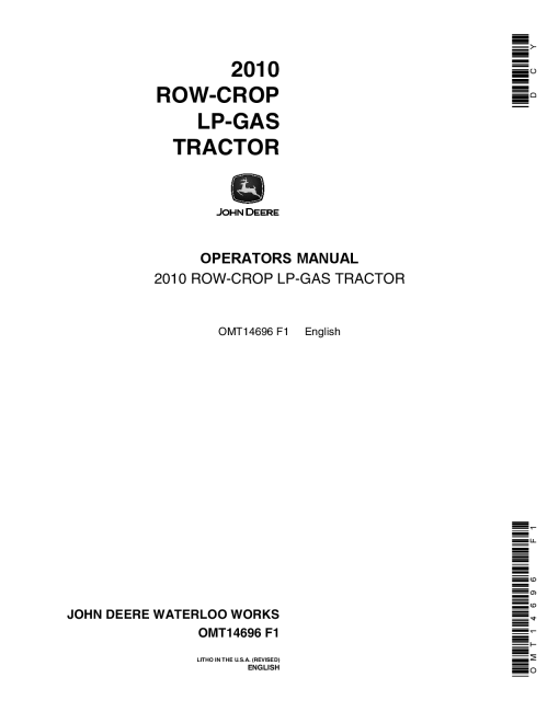 John Deere 2010 Row Crop LP Gas Tractor OMT14696 Operation and Maintenance manual PDF Download