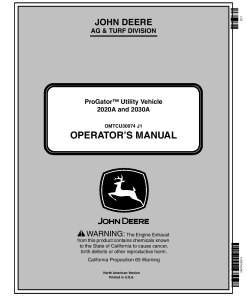 John Deere 2020A 2030A ProGator North American Edition 060001 075000 OMTCU30074 Operation and Maintenance manual PDF Download