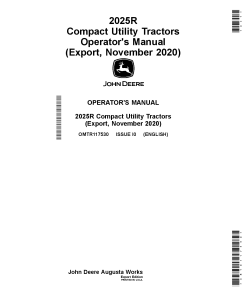 John Deere 2025R Compact Utility Tractors November 2020 OMTR117530 Operation and Maintenance manual PDF Download
