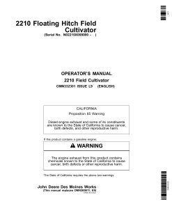 John Deere 2210 Floating Hitch Field Cultivator European Edition 008000 OMN332301 Operation and Maintenance manual PDF Download