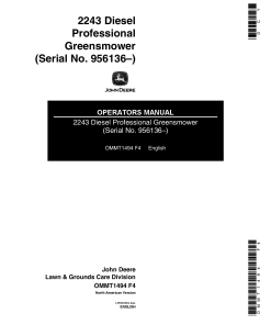 John Deere 2243 Diesel Professional Greensmower OMMT1494 Operation and Maintenance manual PDF Download