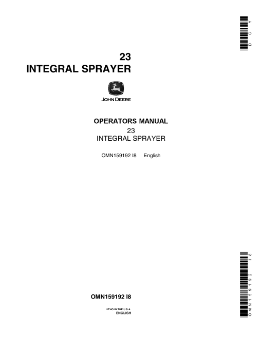 John Deere 23 Integral Sprayer OMN159192 Operation and Maintenance manual PDF Download