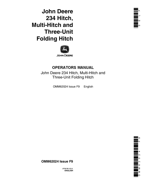 John Deere 234 Hitch Multi Hitch Three Unit Folding Hitch OMM62024 Operation and Maintenance manual PDF Download