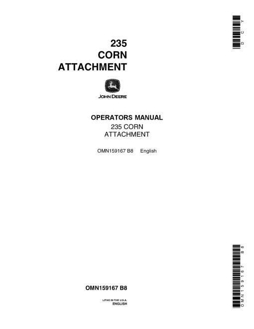 John Deere 235 Corn Attachment OMN159167 Operation and Maintenance manual PDF Download