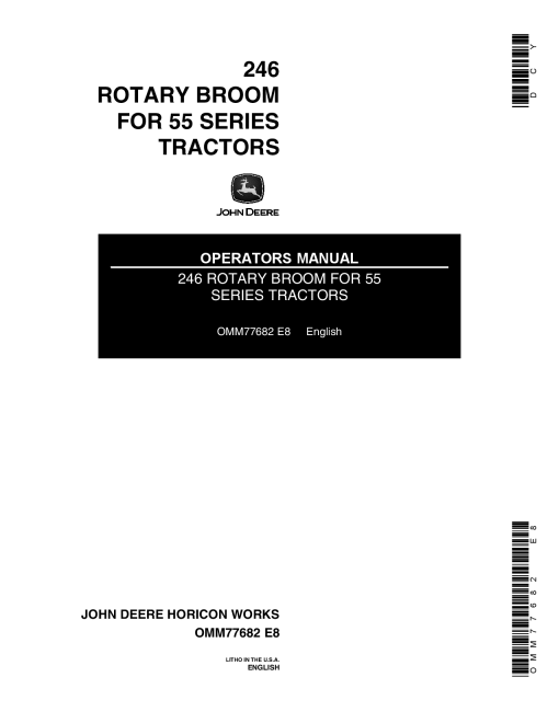 John Deere 246 Rotary Broom for 55 Series Tractors OMM77682 Operation and Maintenance manual PDF Download