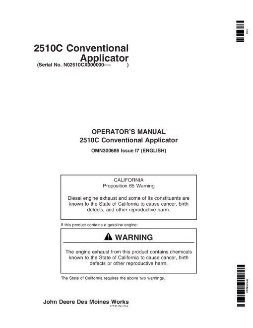 John Deere 2510C Conventional Applicator OMN300686 Operation and Maintenance manual PDF Download