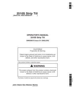 John Deere 2510S Strip Till Applicator OMN300519 Operation and Maintenance manual PDF Download