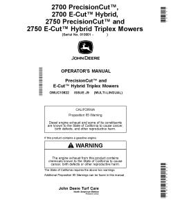 John Deere 2700 PrecisionCutW 2700 E CutTM Hybrid 2750 PrecisionCutTM and 2750 E Cut OMUC10822 Operation and Maintenance manual PDF Download