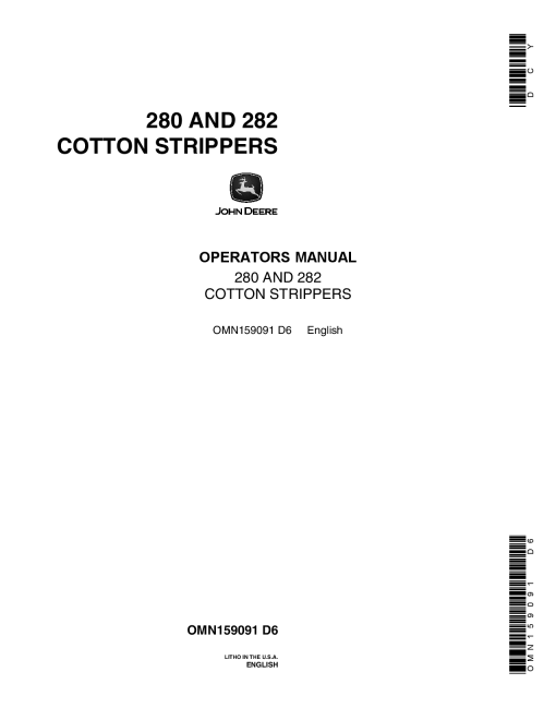 John Deere 280 282 Cotton Strippers OMN159091 Operation and Maintenance manual PDF Download