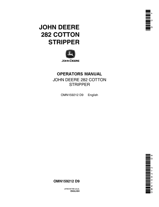 John Deere 282 Cotton Stripper OMN159212 Operation and Maintenance manual PDF Download