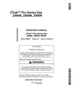 John Deere 2900B Z900M Z900R Series ZTrak Pro Series Zero Turn Mowers Americas Edition 020001 030000 Order manual as OMTCU36879 Operation and Maintenance manual PDF Download