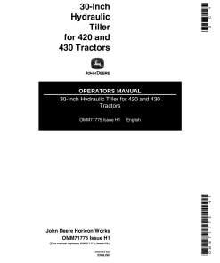 John Deere 30 Inch Hydraulic Tiller for 420 430 Tractors OMM71775 Operation and Maintenance manual PDF Download