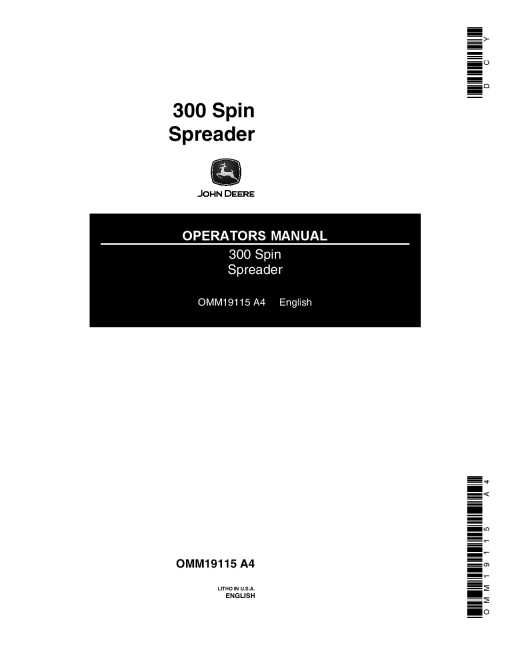 John Deere 300 Spin Spreader OMM19115 Operation and Maintenance manual PDF Download