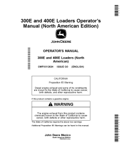 John Deere 300E and 400E Loaders OMPXX12634 Operation and Maintenance manual PDF Download