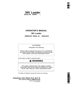 John Deere 305 Loader 000001 North America OMW54457 Operation and Maintenance manual PDF Download