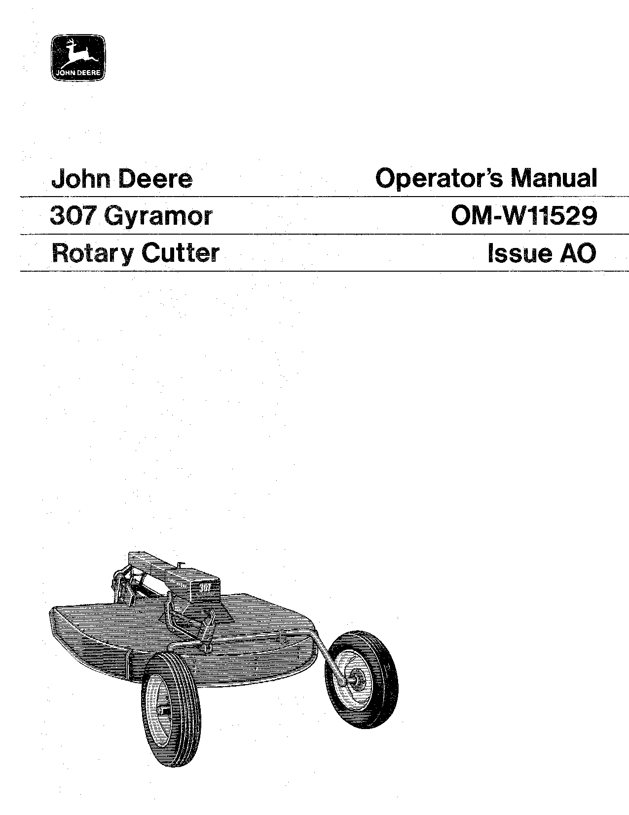 John Deere 307 Gyramor Rotary Cutter OMW11529 Operation and Maintenance manual PDF Download