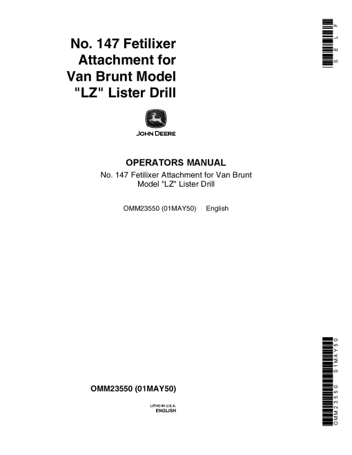 John Deere 336 436 536 919 Grain Drill OMM23550 Operation and Maintenance manual PDF Download