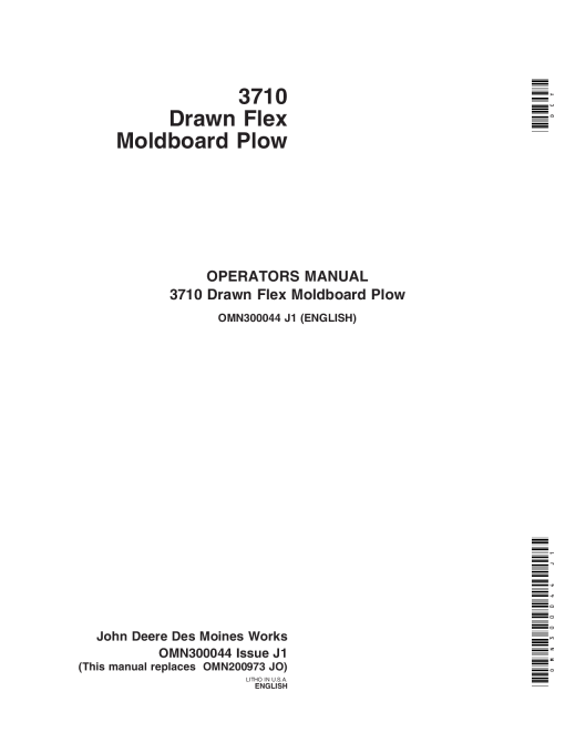 John Deere 3710 Drawn Rigid Moldboard Plow OMN300044 Operation and Maintenance manual PDF Download