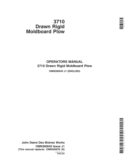 John Deere 3710 Drawn Rigid Moldboard Plow OMN300045 Operation and Maintenance manual PDF Download