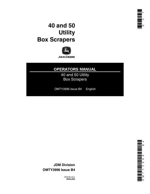 John Deere 40 50 Utility Box Scrapers OMTY3996 Operation and Maintenance manual PDF Download