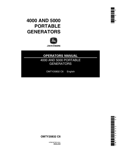 John Deere 4000 5000 Portable Generators OMTY20832 Operation and Maintenance manual PDF Download