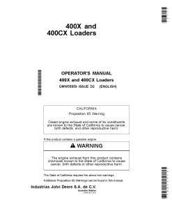 John Deere 400X 400CX Loaders OMW55959 Operation and Maintenance manual PDF Download