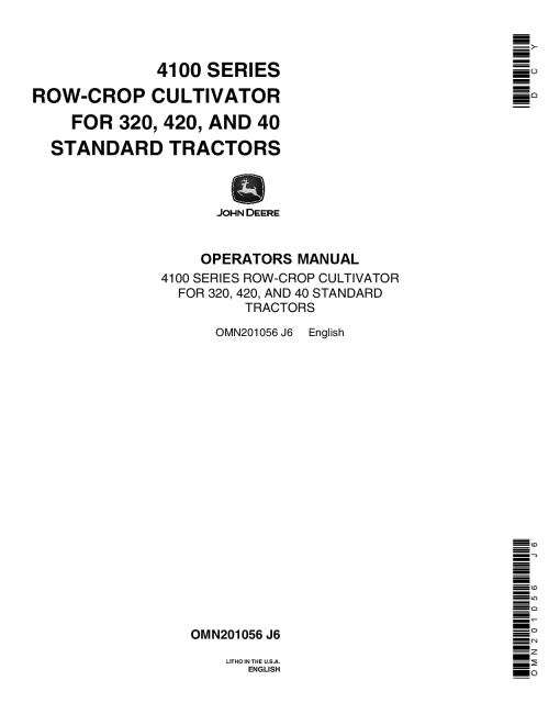 John Deere 4100 Series Row Crop Cultivator OMN201056 Operation and Maintenance manual PDF Download