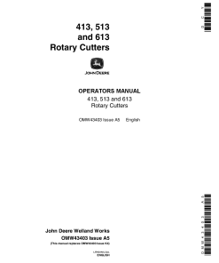 John Deere 413 513 613 Rotary Cutters OMW43403 Operation and Maintenance manual PDF Download