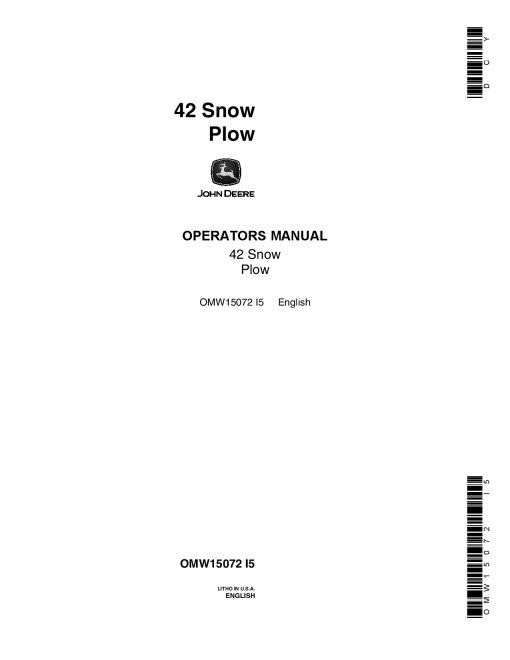 John Deere 42 Snow Plow OMW15072 Operation and Maintenance manual PDF Download