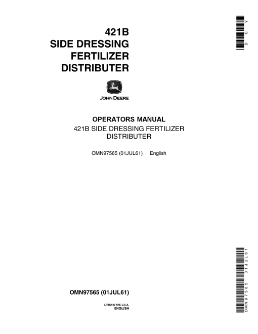 John Deere 421B Fertilizer Attachment OMN97565 Operation and Maintenance manual PDF Download