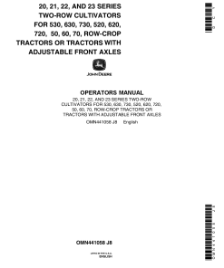 John Deere 4240 Two Row Cultivator OMN441058 Operation and Maintenance manual PDF Download