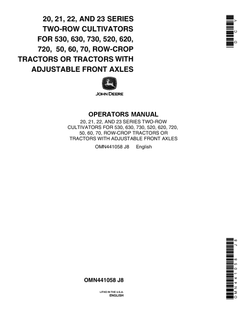 John Deere 4240 Two Row Cultivator OMN441058 Operation and Maintenance manual PDF Download